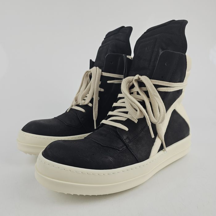 Rick Owens Rick Owens Geobasket Black/Milk Calf Sneakers Size 39