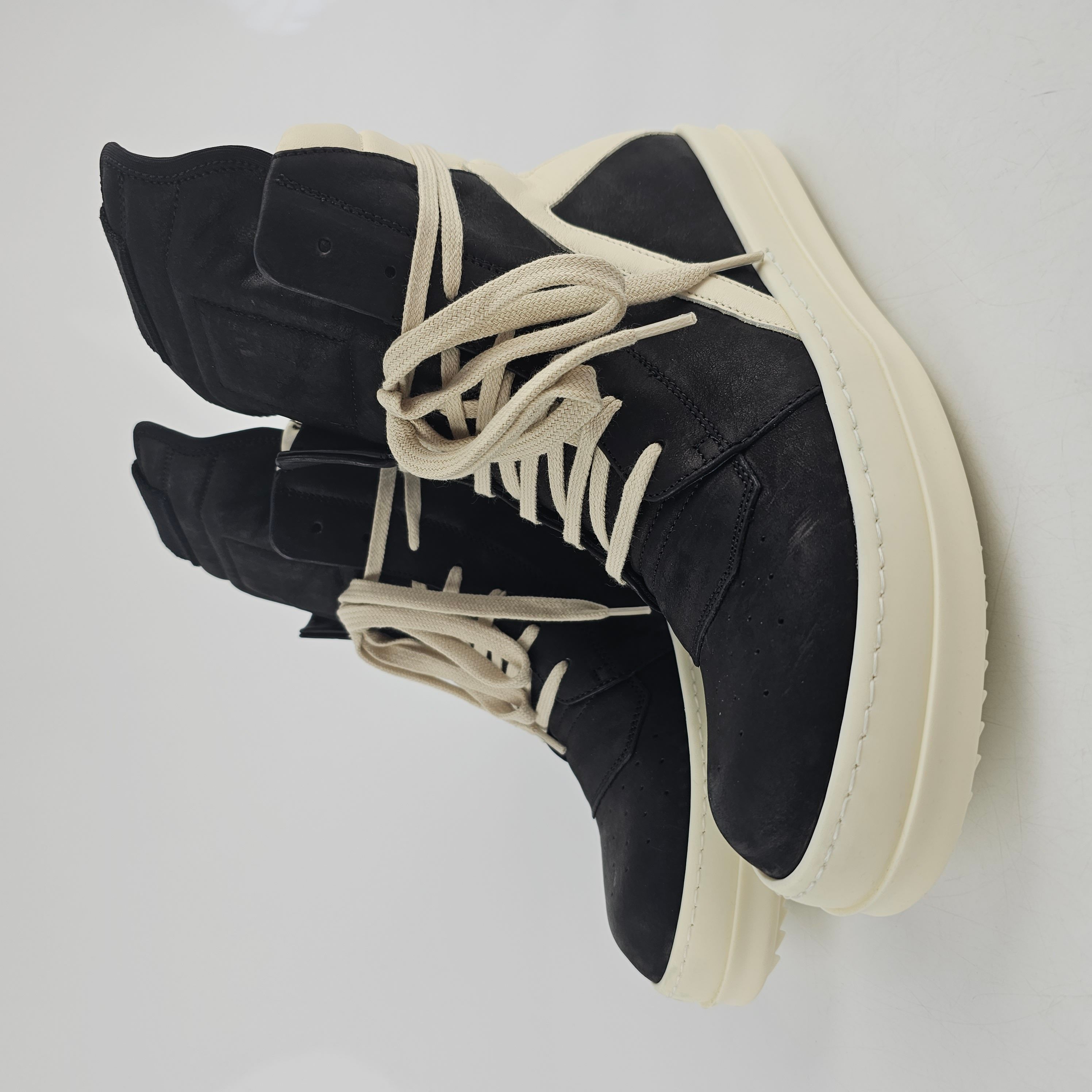 Pre-owned Rick Owens Geobasket Black/milk Calf Sneakers Size 39 New
