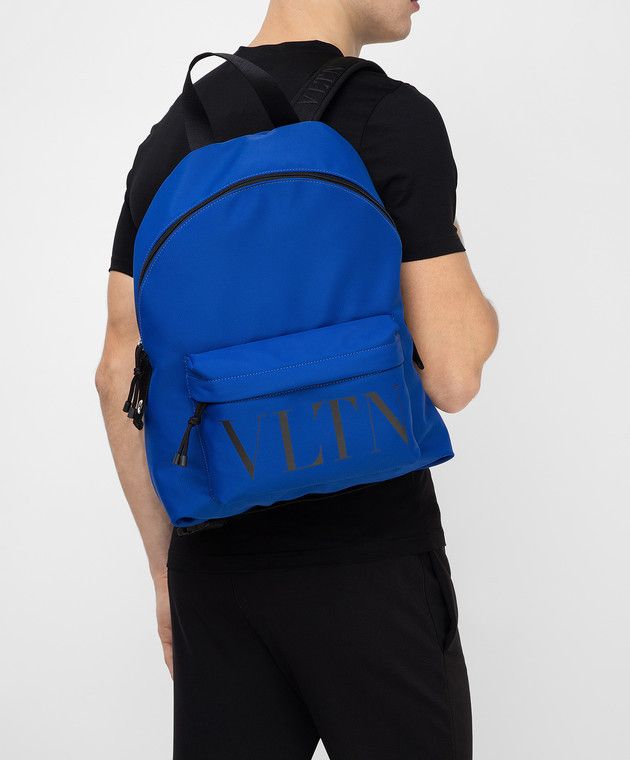 Valentino VALENTINO VLTN Times print blue nylon backpack bag rucksack Size ONE SIZE - 3 Thumbnail