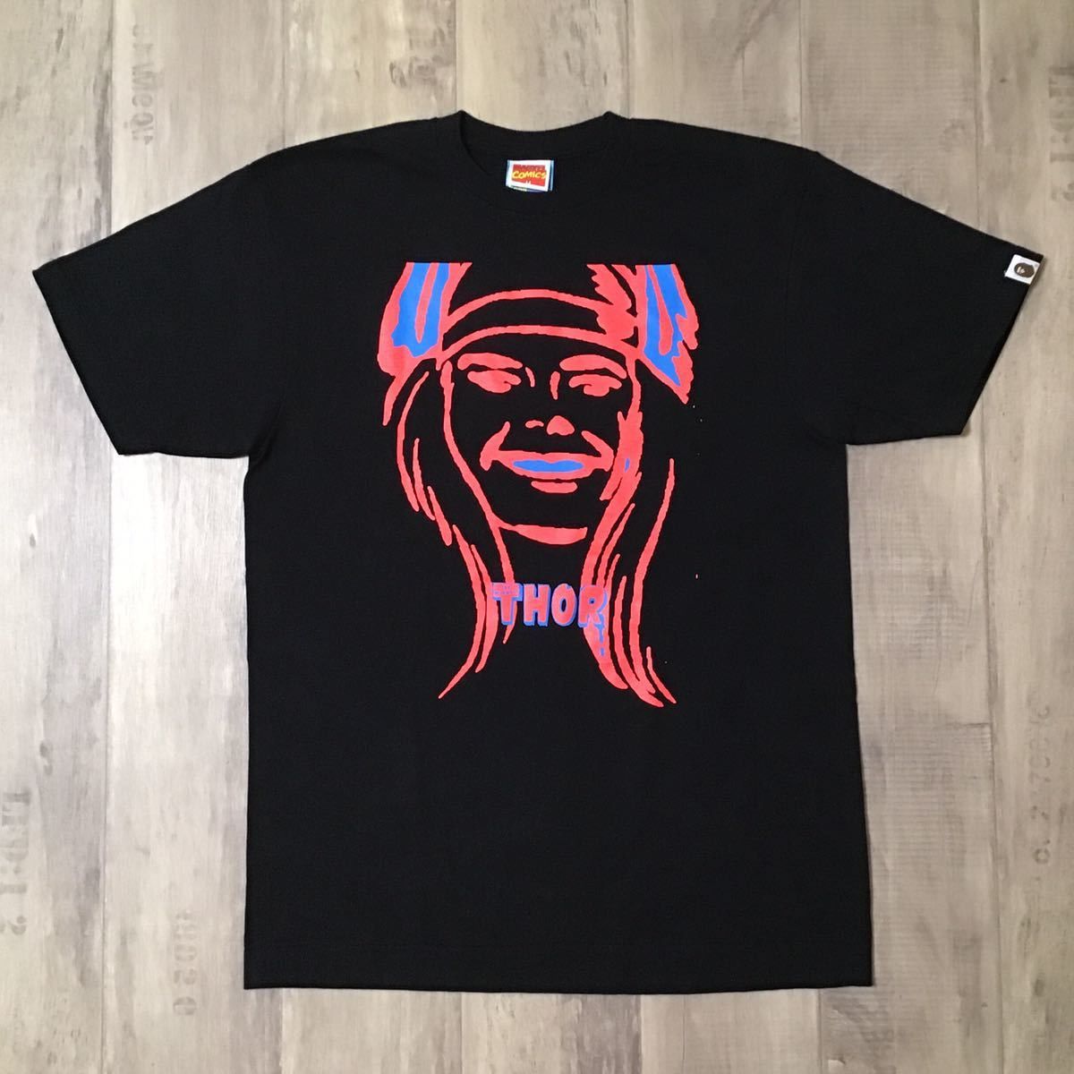 image of Bape × Marvel Comics Thor T-Shirt in Black, Men's (Size Large)