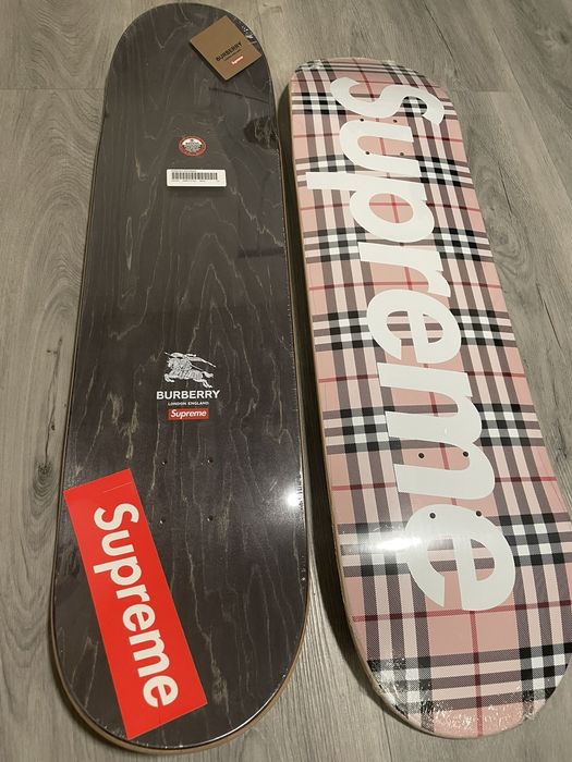 supreme burberry skateboard deck set