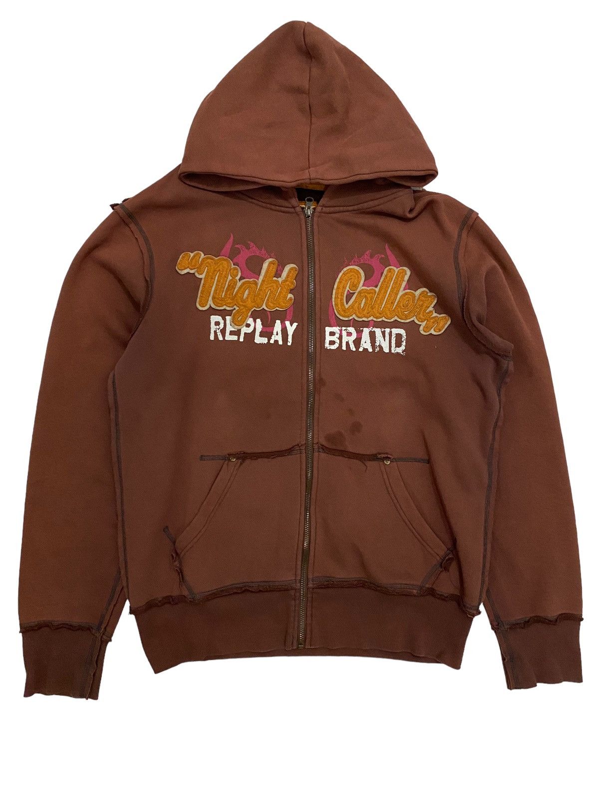 image of Replay Zip Up Hoodie in Brown, Men's (Size Medium)