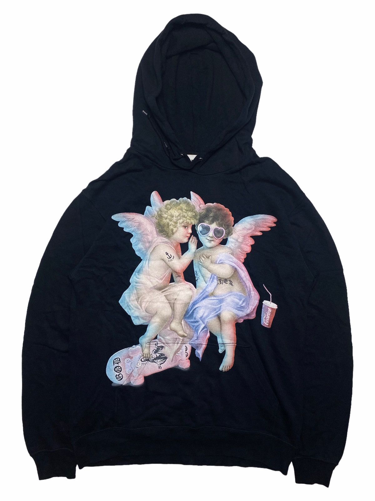 image of 20471120 x Beauty Beast Around 2011 Milkboy - Aesthetic Cupid Hoodie in Black, Men's (Size Large)