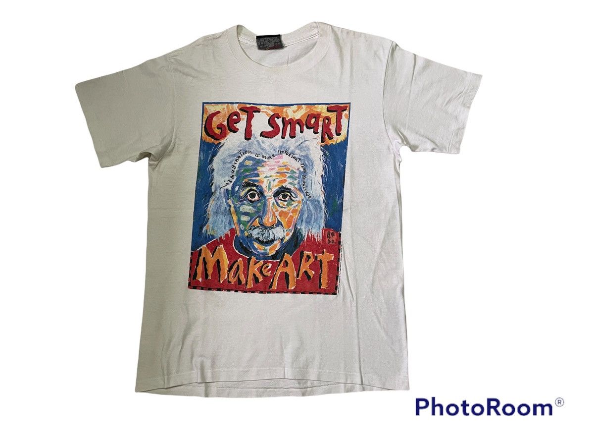 image of Vintage Albert Einstein Photo Tee Art in White, Men's (Size Medium)