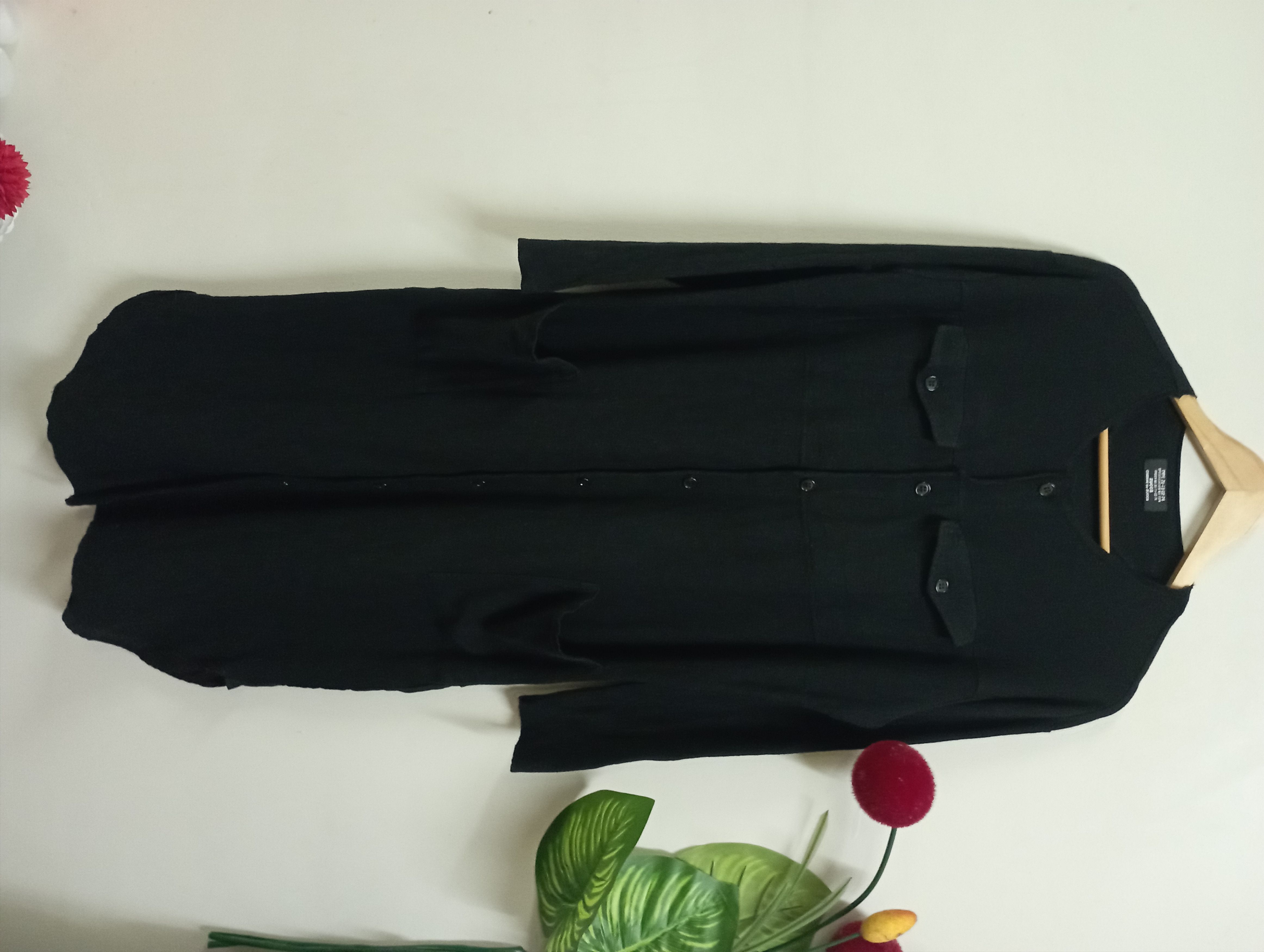 image of Avant Garde x Cabane De Zucca Black Long Button Up 4 Pockets Blouses, Women's (Size Medium)