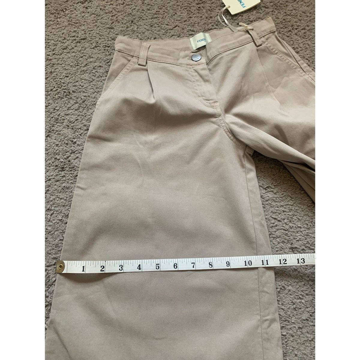 Fendi FENDI KIDS LOGO PLEATED KHAKI WIDE LEGS PANTS Size 22" - 14 Thumbnail
