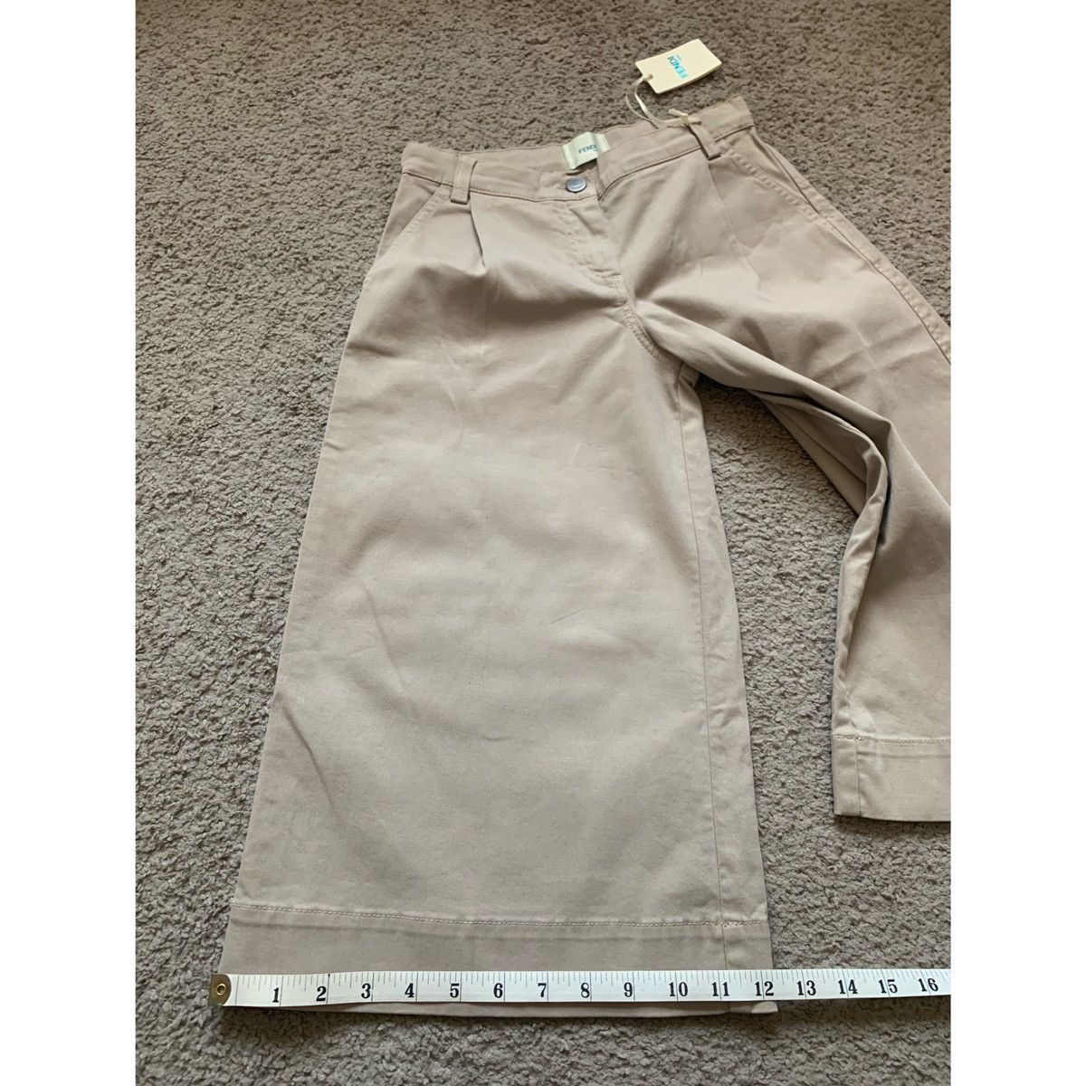 Fendi FENDI KIDS LOGO PLEATED KHAKI WIDE LEGS PANTS Size 22" - 15 Thumbnail