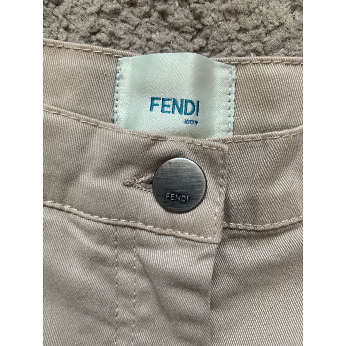 Fendi FENDI KIDS LOGO PLEATED KHAKI WIDE LEGS PANTS Size 22" - 21 Thumbnail