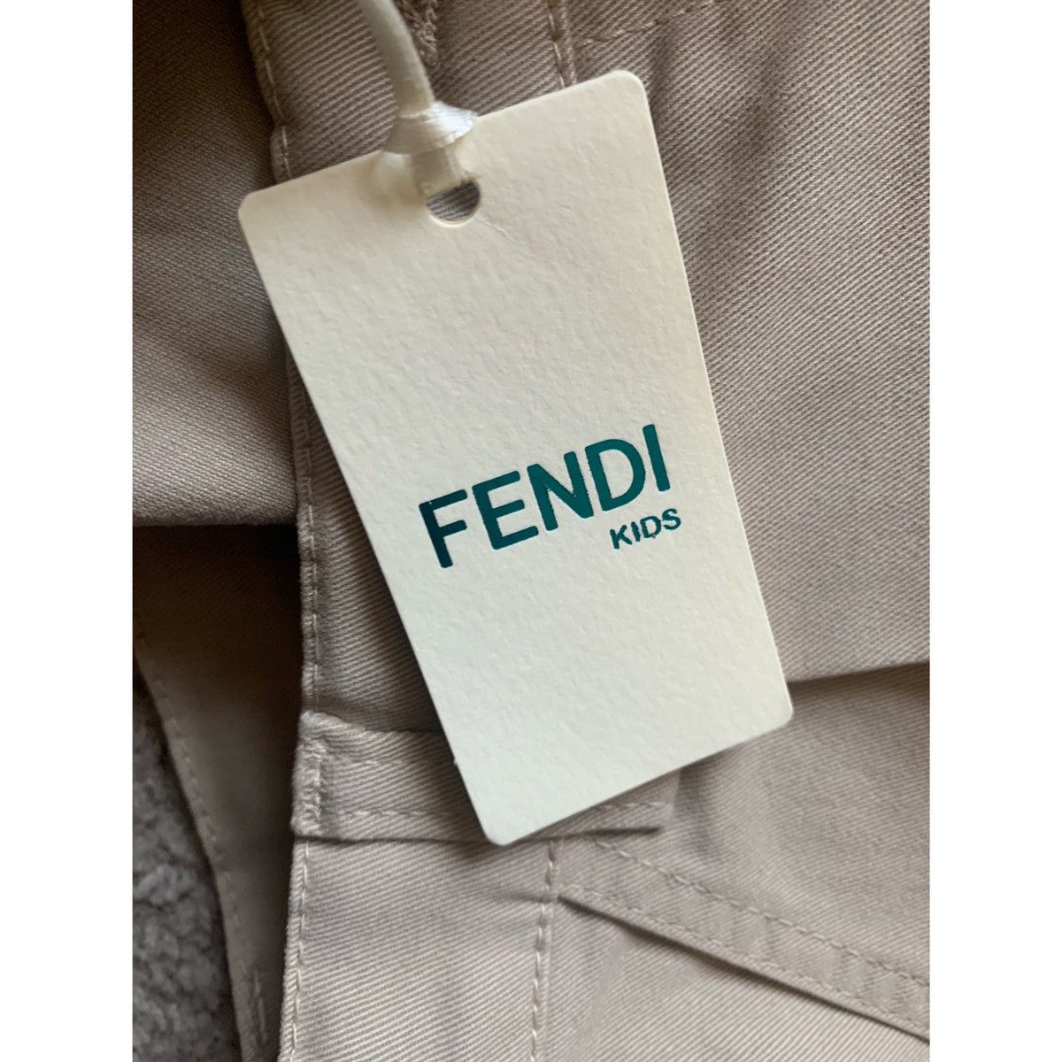 Fendi FENDI KIDS LOGO PLEATED KHAKI WIDE LEGS PANTS Size 22" - 22 Thumbnail