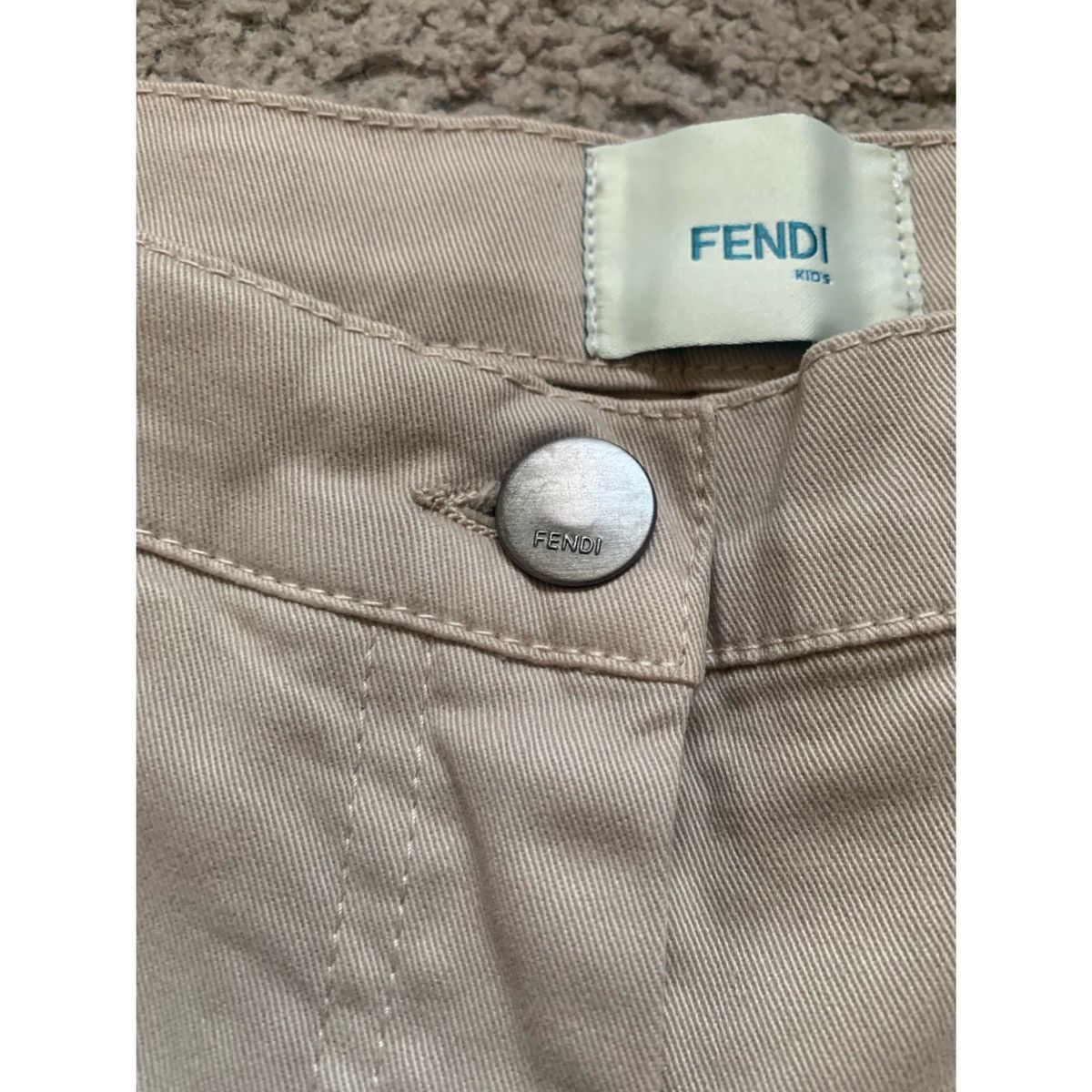 Fendi FENDI KIDS LOGO PLEATED KHAKI WIDE LEGS PANTS Size 22" - 7 Thumbnail
