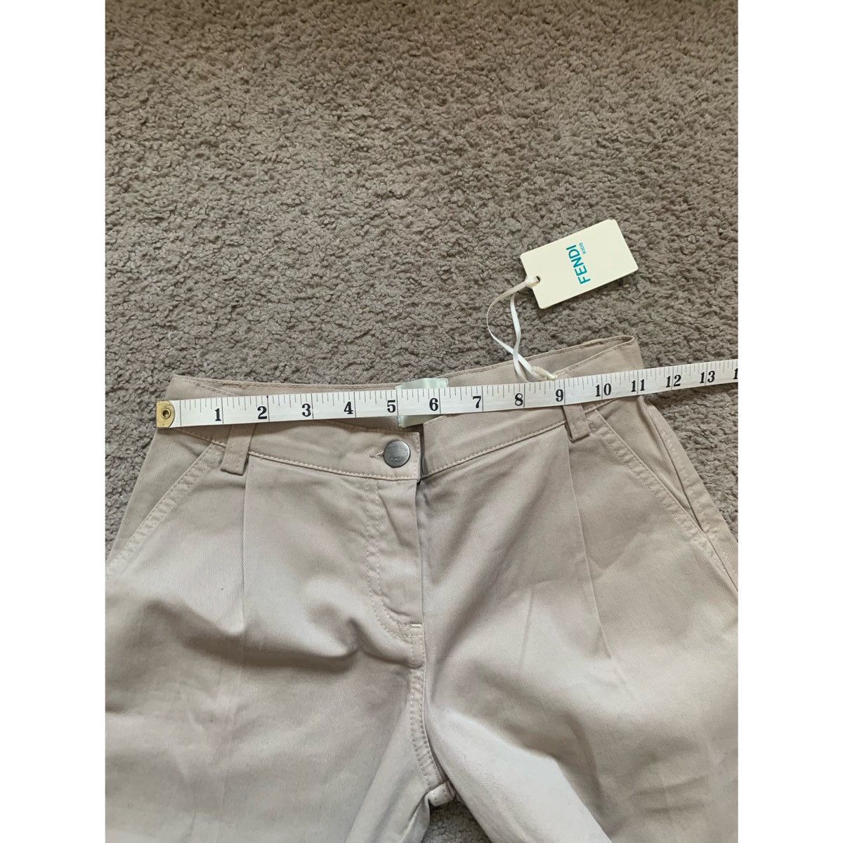 Fendi FENDI KIDS LOGO PLEATED KHAKI WIDE LEGS PANTS Size 22" - 17 Thumbnail