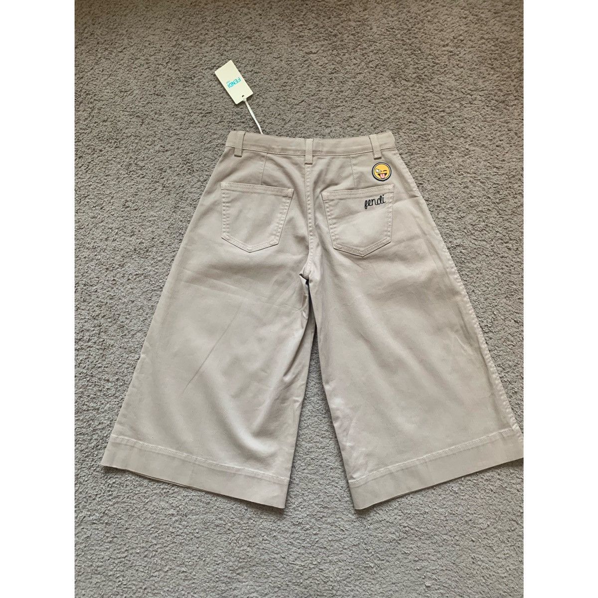 Fendi FENDI KIDS LOGO PLEATED KHAKI WIDE LEGS PANTS Size 22" - 1 Thumbnail