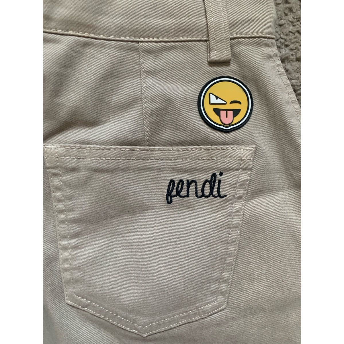Fendi FENDI KIDS LOGO PLEATED KHAKI WIDE LEGS PANTS Size 22" - 2 Thumbnail