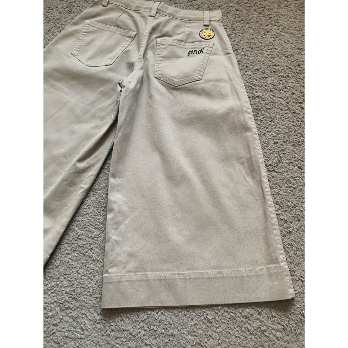 Fendi FENDI KIDS LOGO PLEATED KHAKI WIDE LEGS PANTS Size 22" - 10 Thumbnail