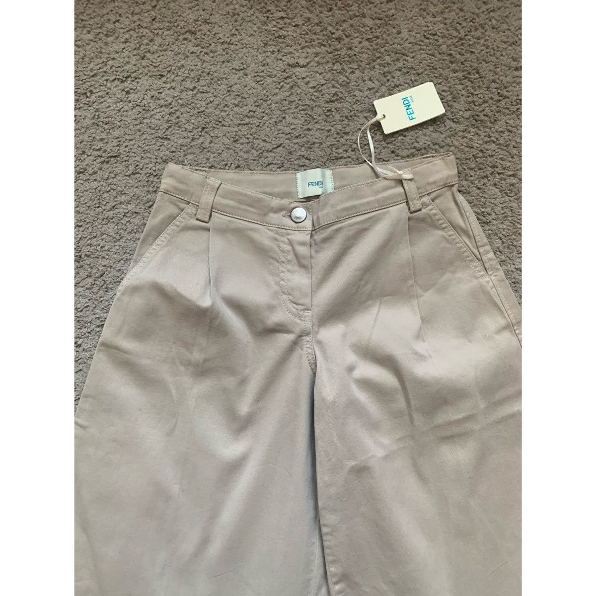 Fendi FENDI KIDS LOGO PLEATED KHAKI WIDE LEGS PANTS Size 22" - 8 Thumbnail