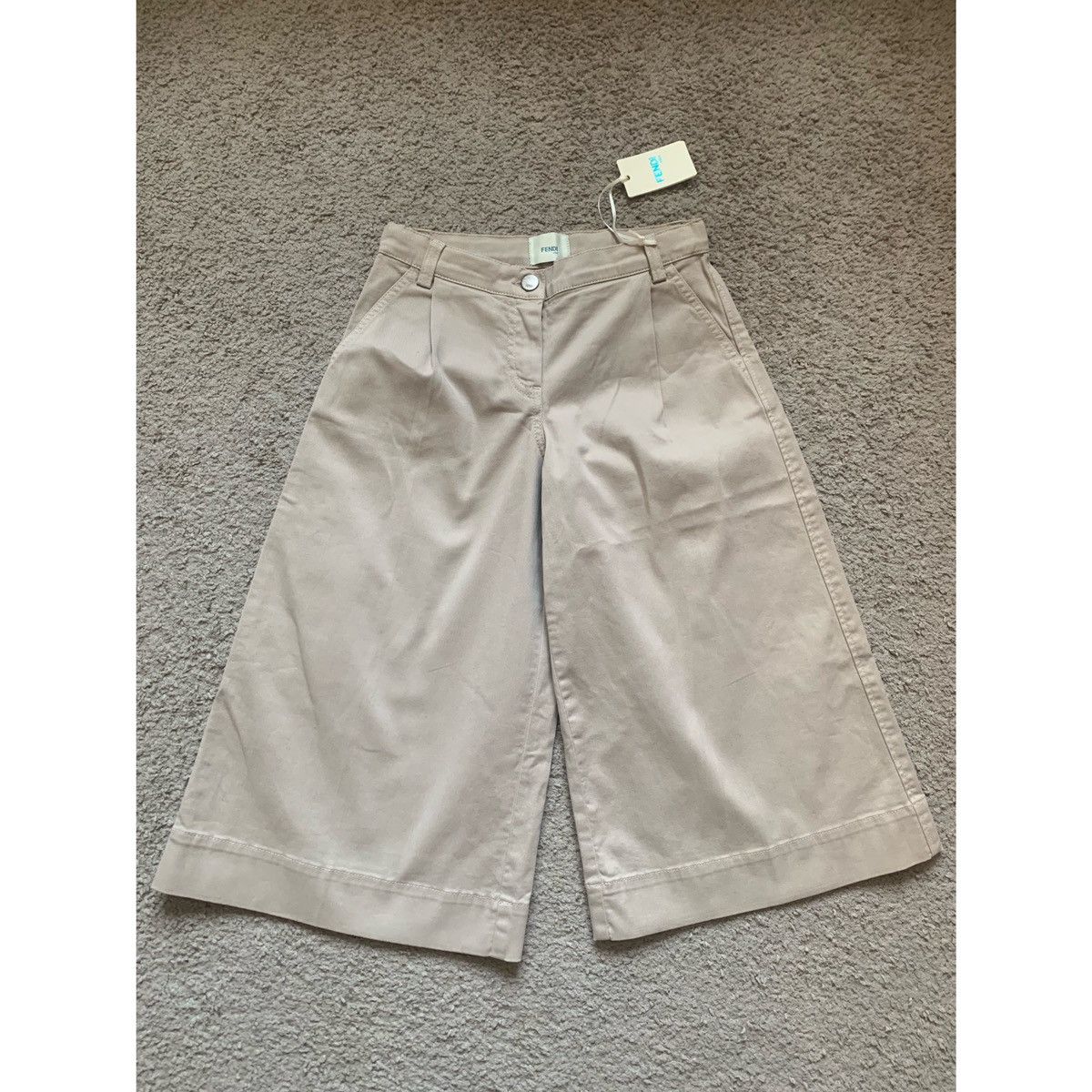 Fendi FENDI KIDS LOGO PLEATED KHAKI WIDE LEGS PANTS Size 22" - 11 Thumbnail