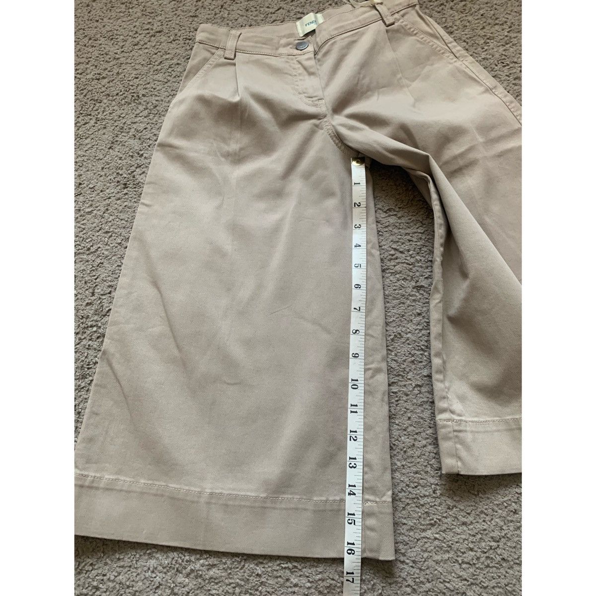 Fendi FENDI KIDS LOGO PLEATED KHAKI WIDE LEGS PANTS Size 22" - 12 Thumbnail