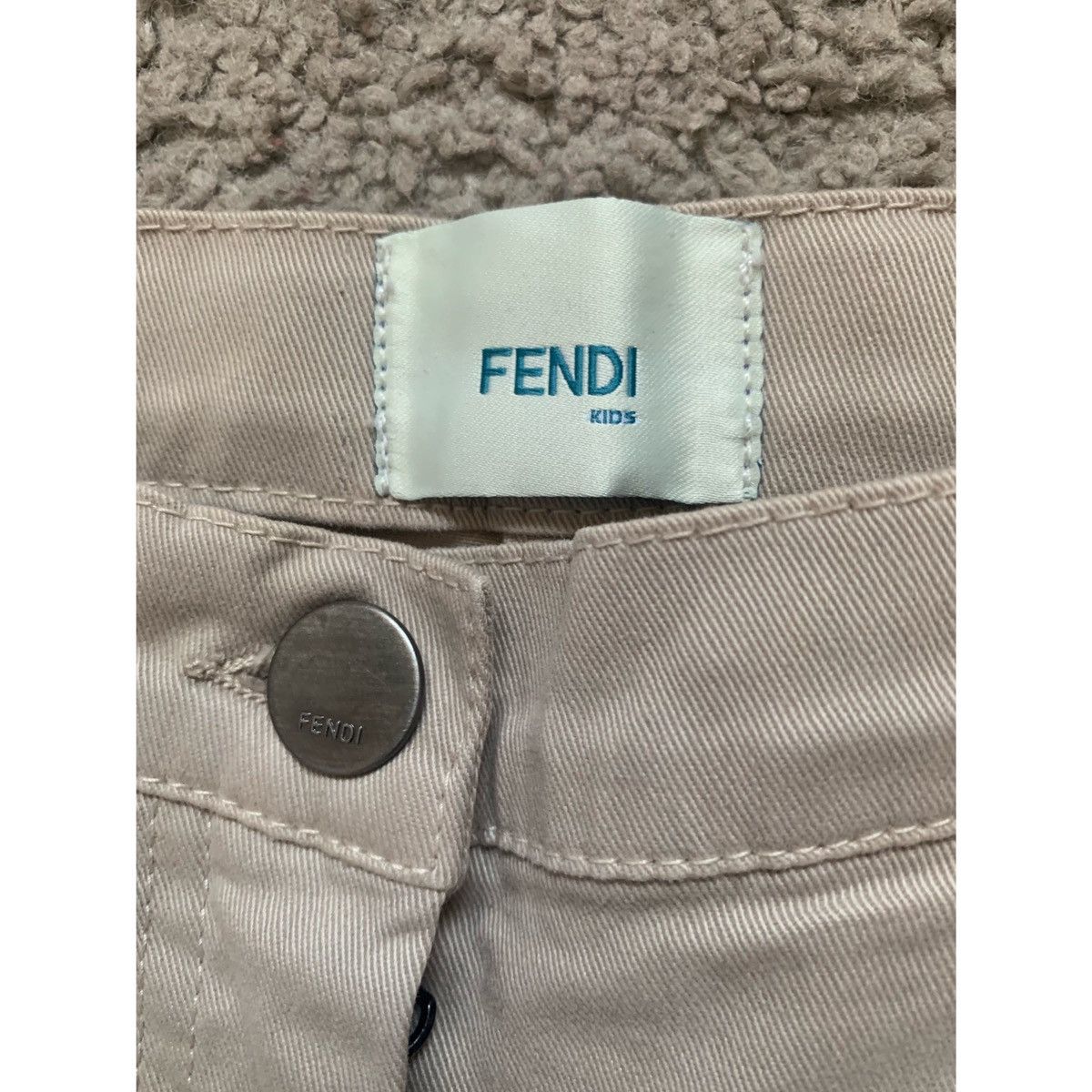 Fendi FENDI KIDS LOGO PLEATED KHAKI WIDE LEGS PANTS Size 22" - 6 Thumbnail