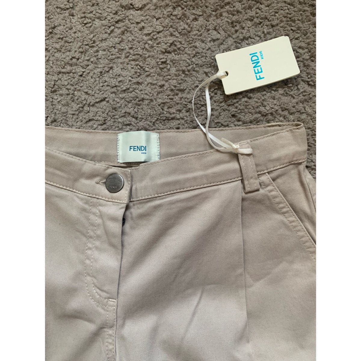 Fendi FENDI KIDS LOGO PLEATED KHAKI WIDE LEGS PANTS Size 22" - 5 Thumbnail