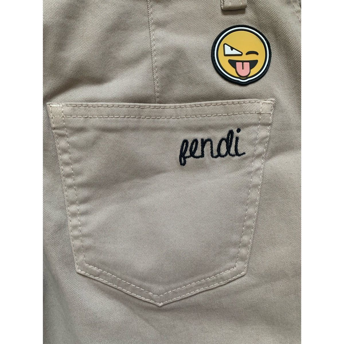Fendi FENDI KIDS LOGO PLEATED KHAKI WIDE LEGS PANTS Size 22" - 18 Thumbnail