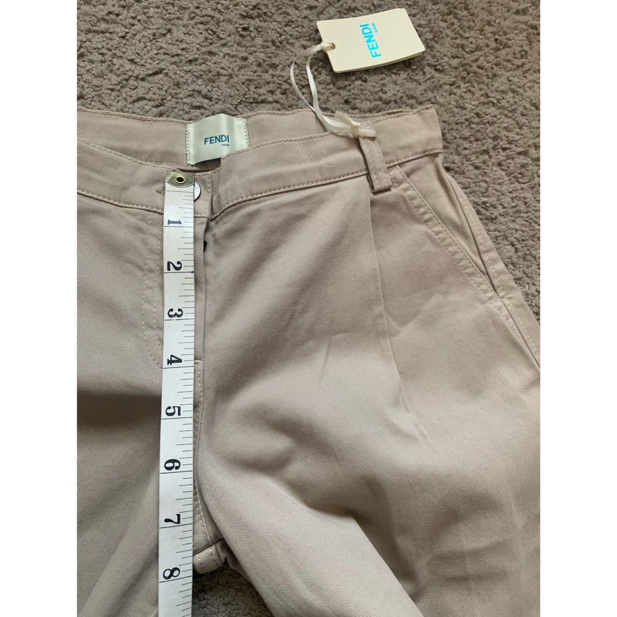 Fendi FENDI KIDS LOGO PLEATED KHAKI WIDE LEGS PANTS Size 22" - 16 Thumbnail
