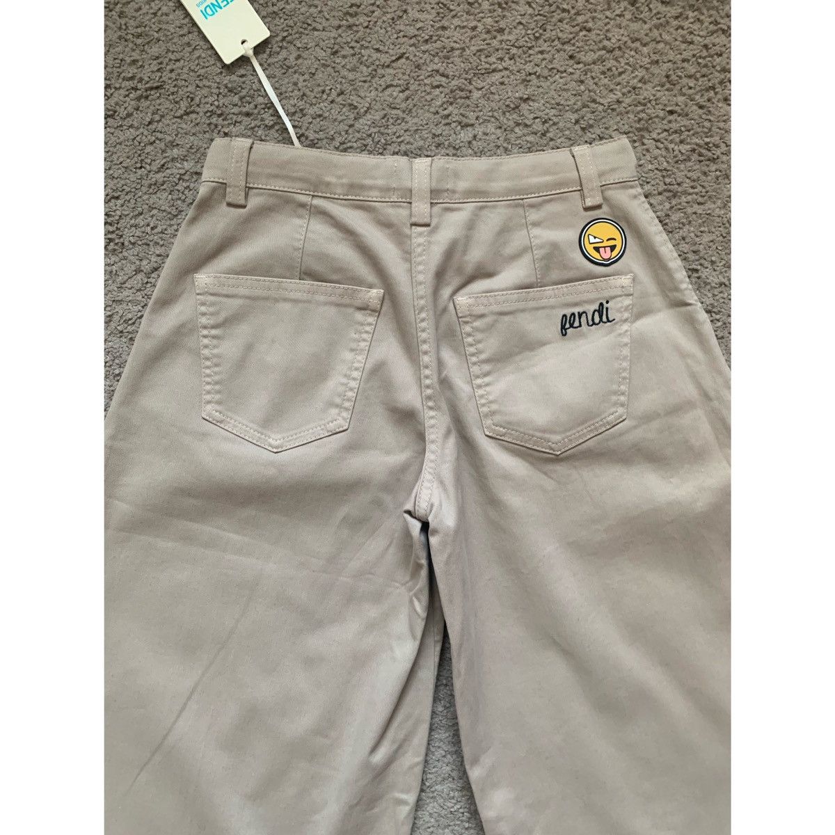 Fendi FENDI KIDS LOGO PLEATED KHAKI WIDE LEGS PANTS Size 22" - 9 Thumbnail