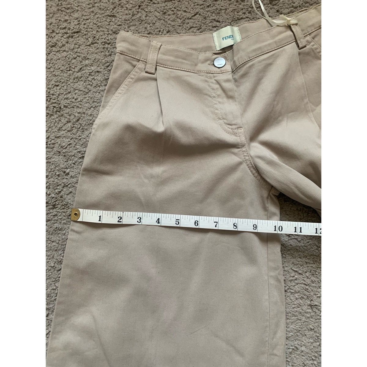 Fendi FENDI KIDS LOGO PLEATED KHAKI WIDE LEGS PANTS Size 22" - 13 Thumbnail