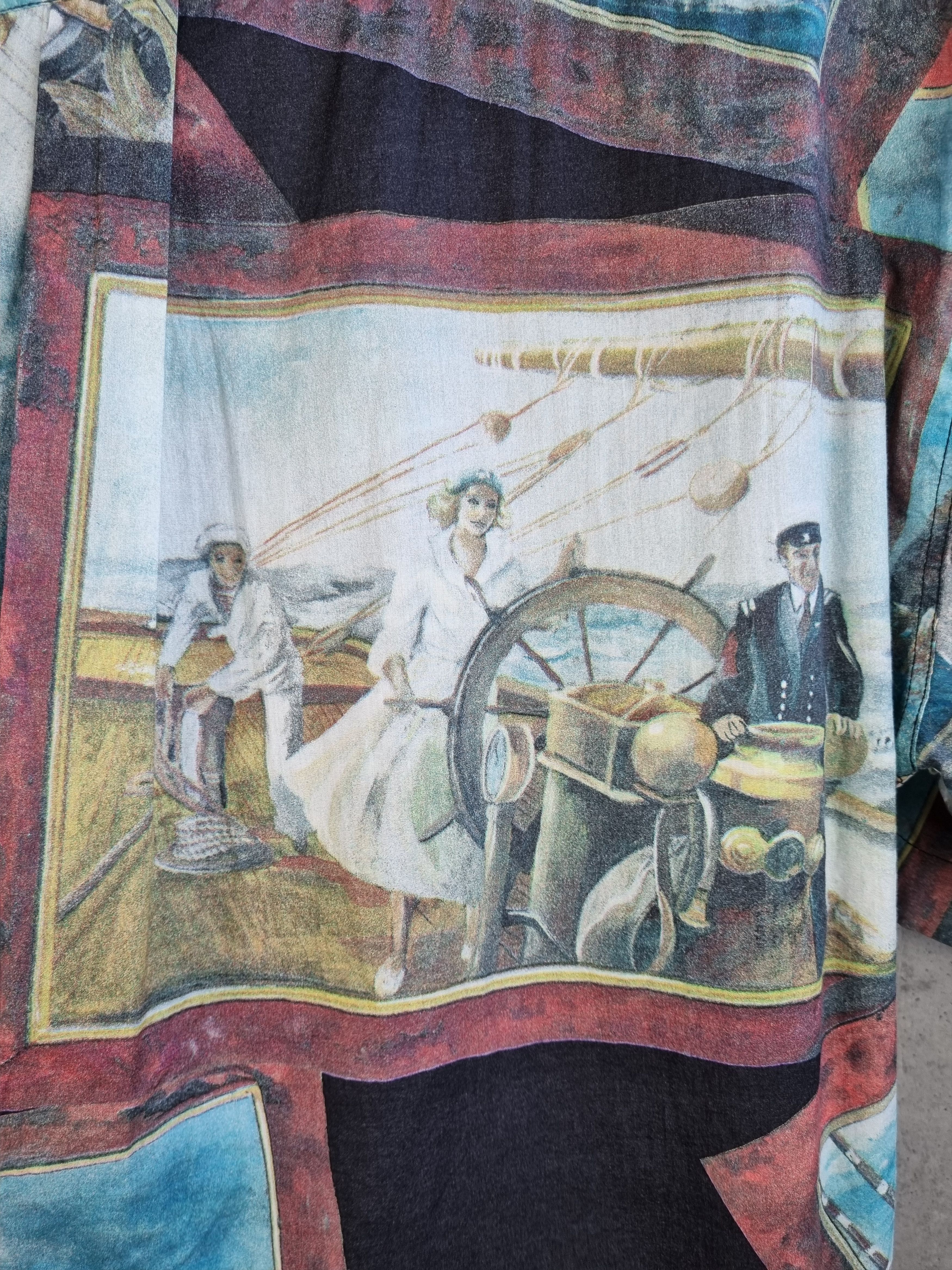 Vintage 90s Unique Marina Print Painting DRIES VAN NOTEN style Size US XL / EU 56 / 4 - 10 Thumbnail