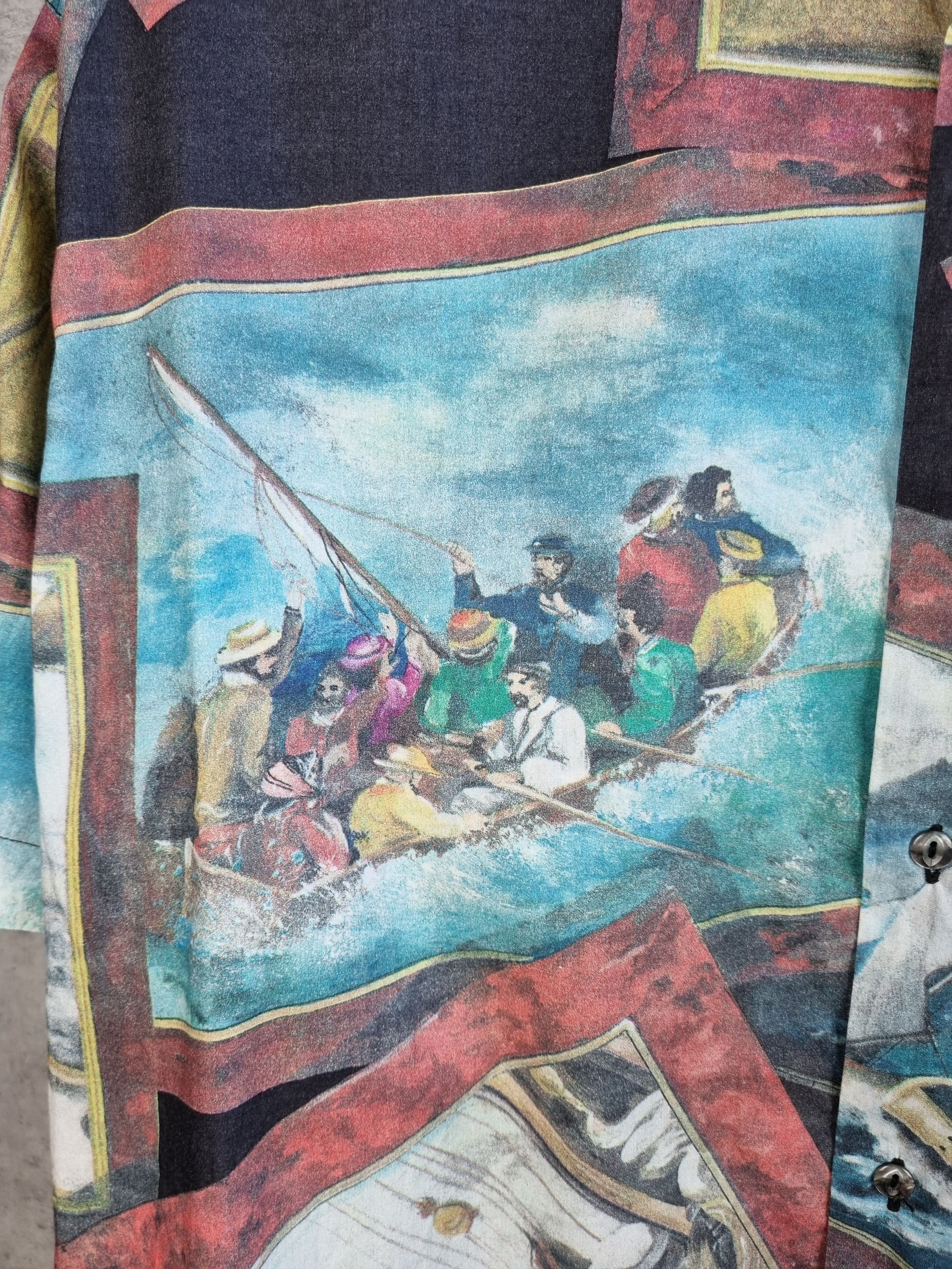 Vintage 90s Unique Marina Print Painting DRIES VAN NOTEN style Size US XL / EU 56 / 4 - 14 Thumbnail