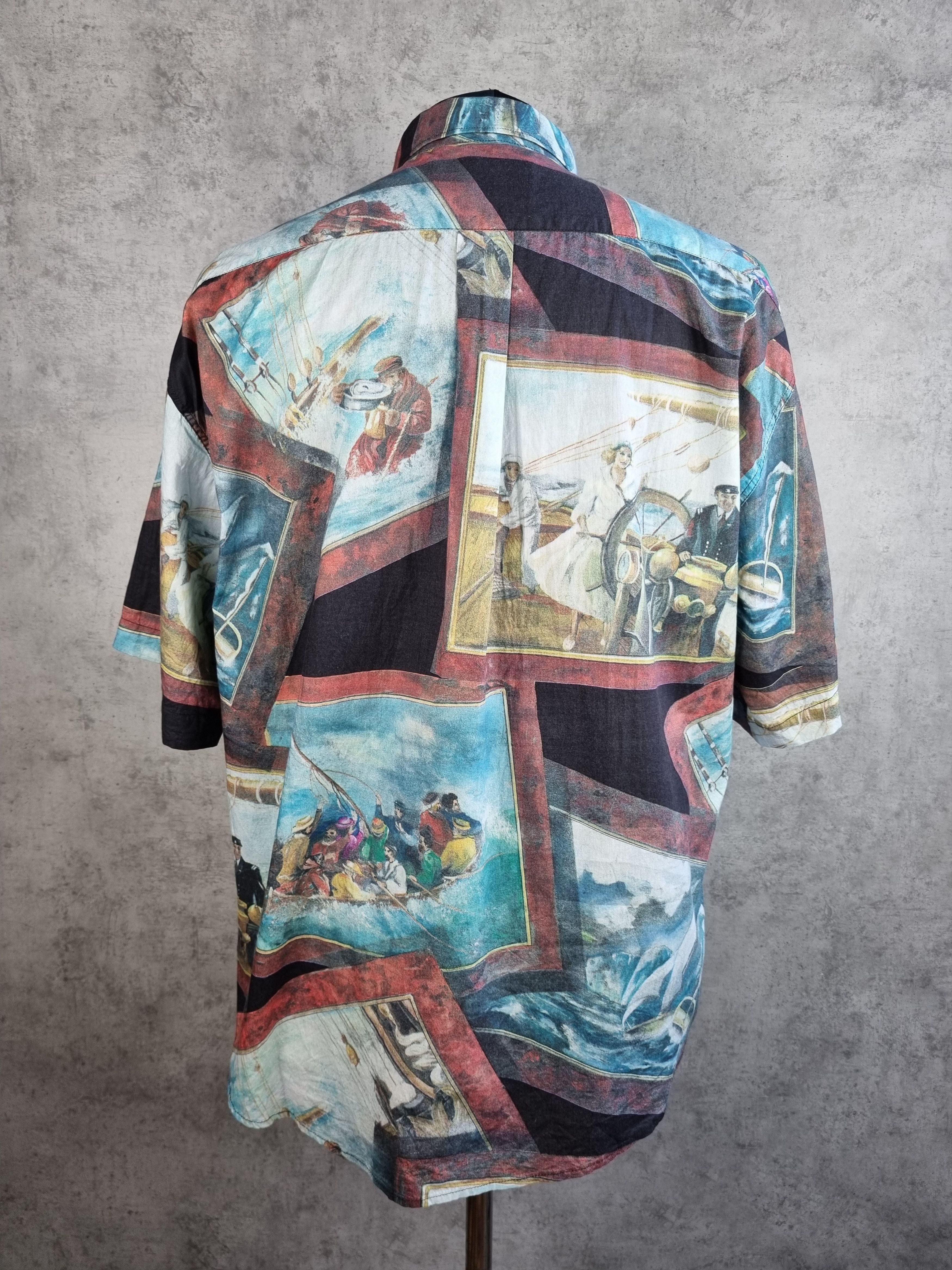 Vintage 90s Unique Marina Print Painting DRIES VAN NOTEN style Size US XL / EU 56 / 4 - 4 Thumbnail