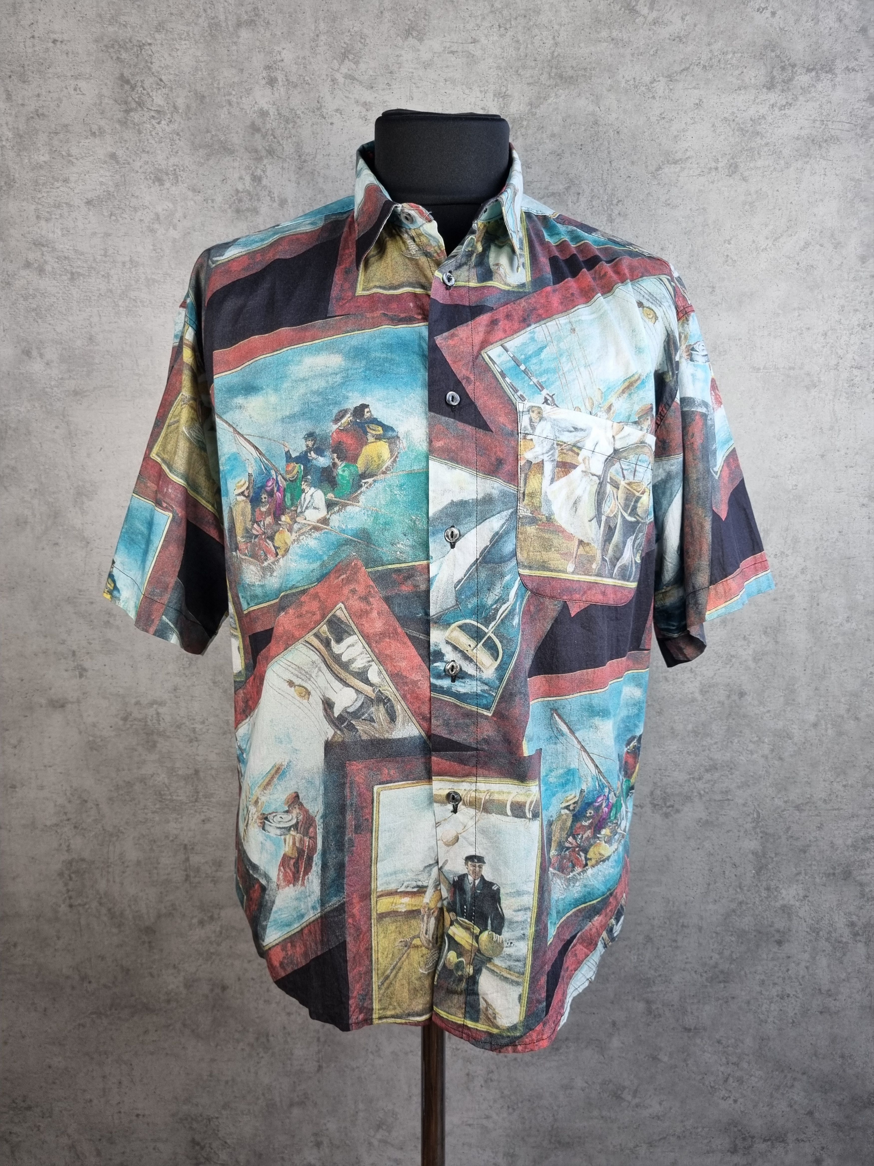 Vintage 90s Unique Marina Print Painting DRIES VAN NOTEN style Size US XL / EU 56 / 4 - 3 Thumbnail