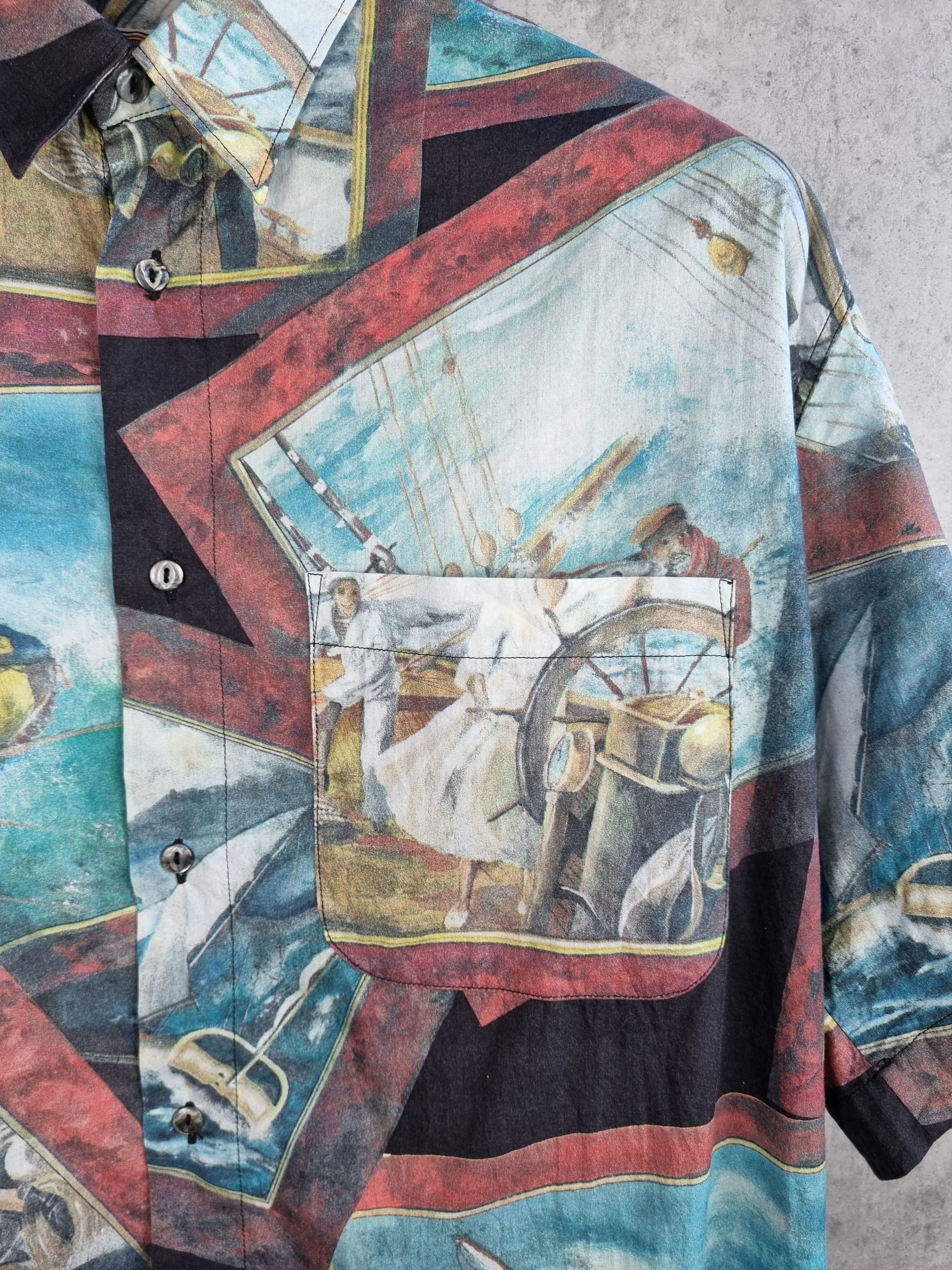 Vintage 90s Unique Marina Print Painting DRIES VAN NOTEN style Size US XL / EU 56 / 4 - 13 Thumbnail