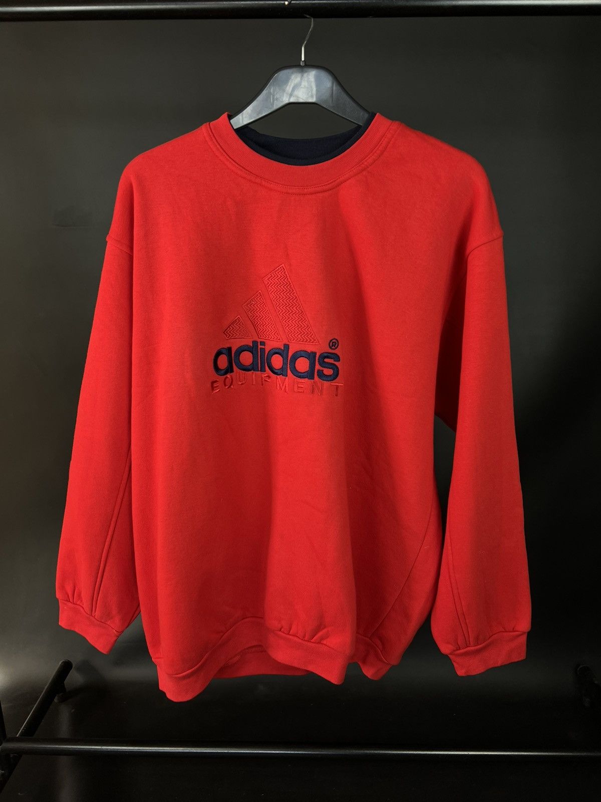 Adidas × Vintage VTG sweatshirt Adidas equipment red Big Logo Size US L / EU 52-54 / 3 - 1 Thumbnail