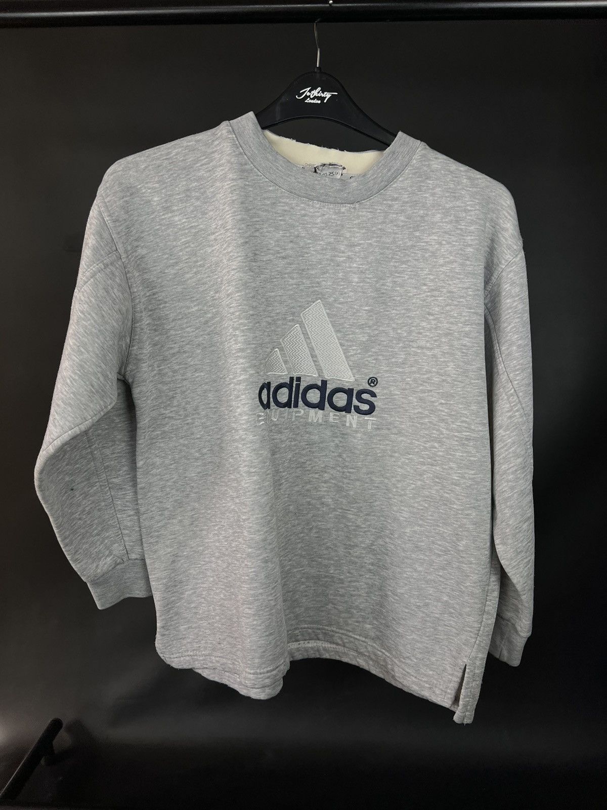 Adidas × Vintage VTG sweatshirt Adidas equipment gray Big Logo Cotton Size US S / EU 44-46 / 1 - 1 Thumbnail
