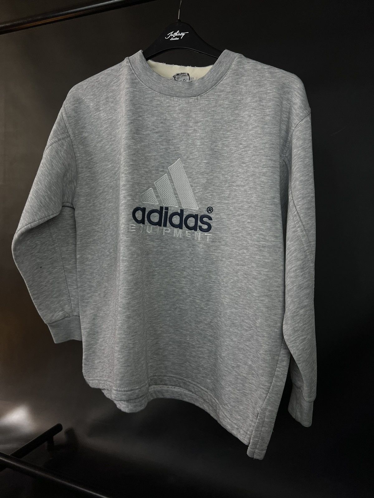 Adidas × Vintage VTG sweatshirt Adidas equipment gray Big Logo Cotton Size US S / EU 44-46 / 1 - 2 Thumbnail