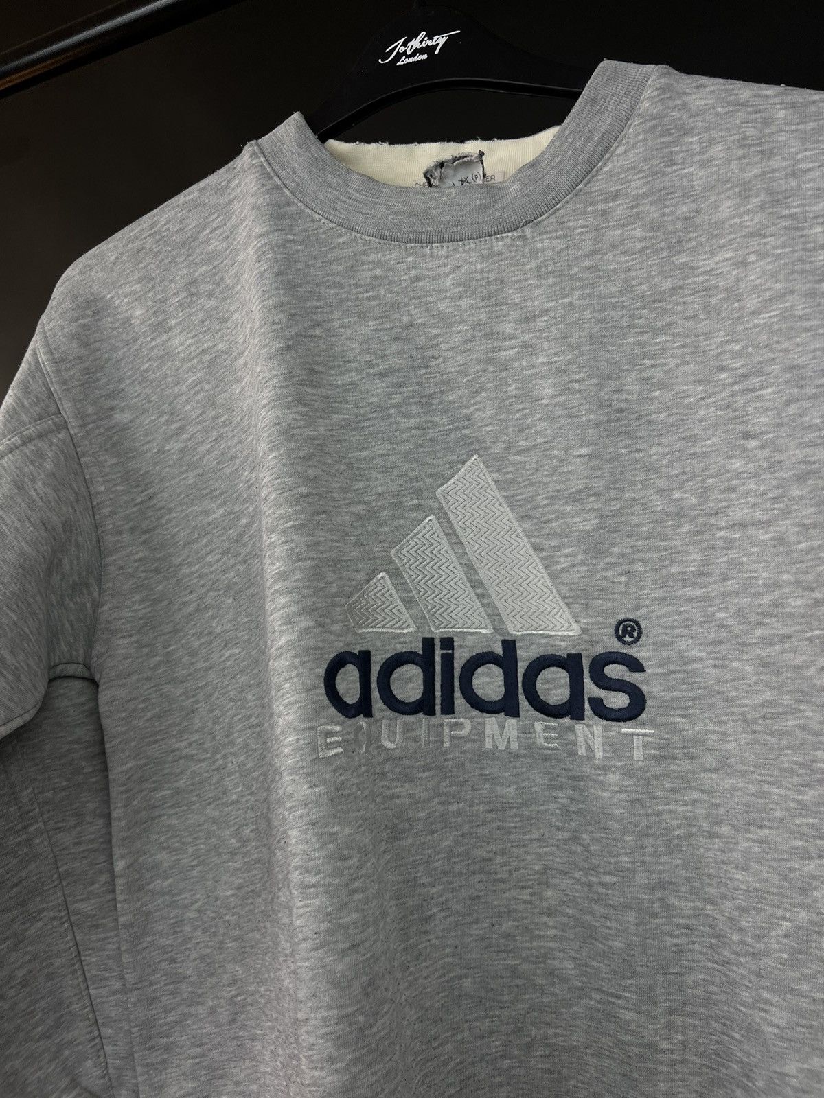 Adidas × Vintage VTG sweatshirt Adidas equipment gray Big Logo Cotton Size US S / EU 44-46 / 1 - 3 Thumbnail