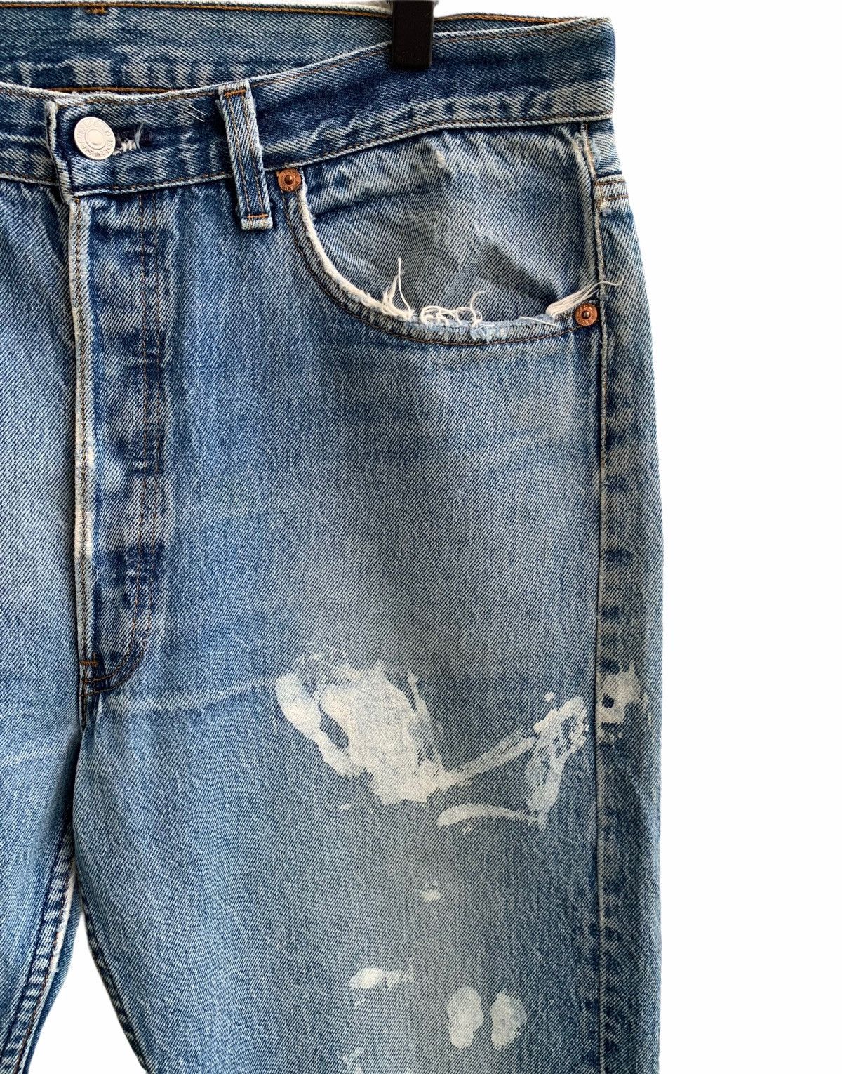 Levi's Vintage 90s Levis 501 Distressed Denim Painter Custom Size US 34 / EU 50 - 5 Thumbnail