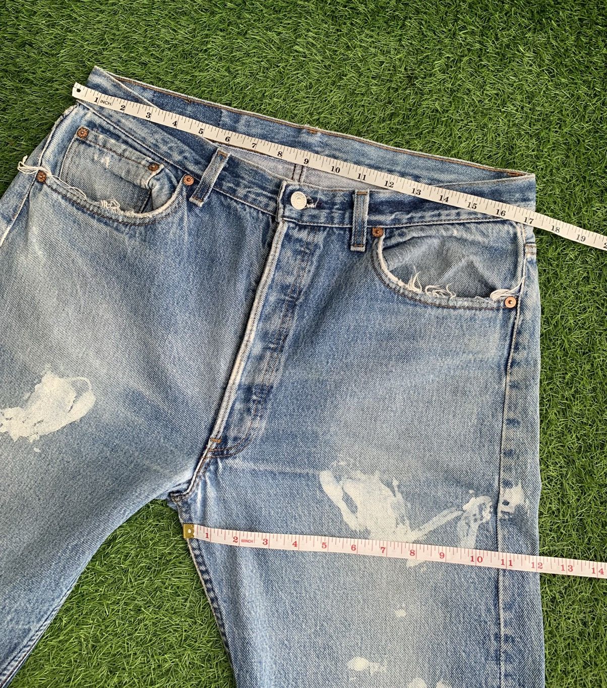 Levi's Vintage 90s Levis 501 Distressed Denim Painter Custom Size US 34 / EU 50 - 13 Thumbnail