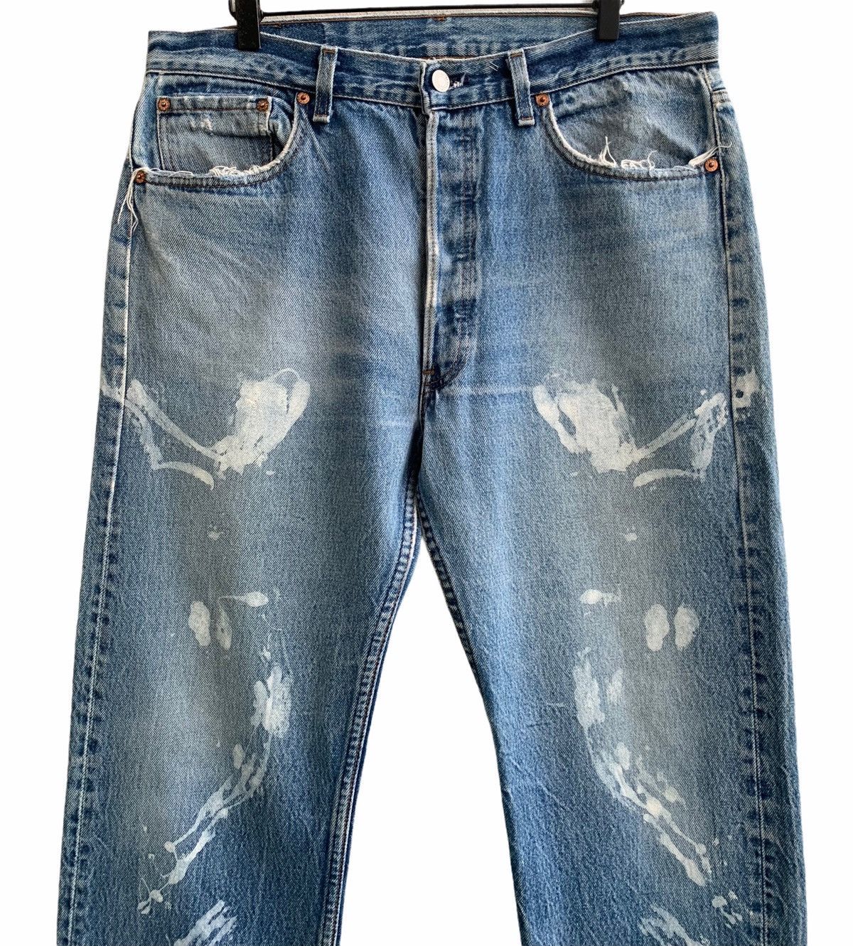 Levi's Vintage 90s Levis 501 Distressed Denim Painter Custom Size US 34 / EU 50 - 4 Thumbnail