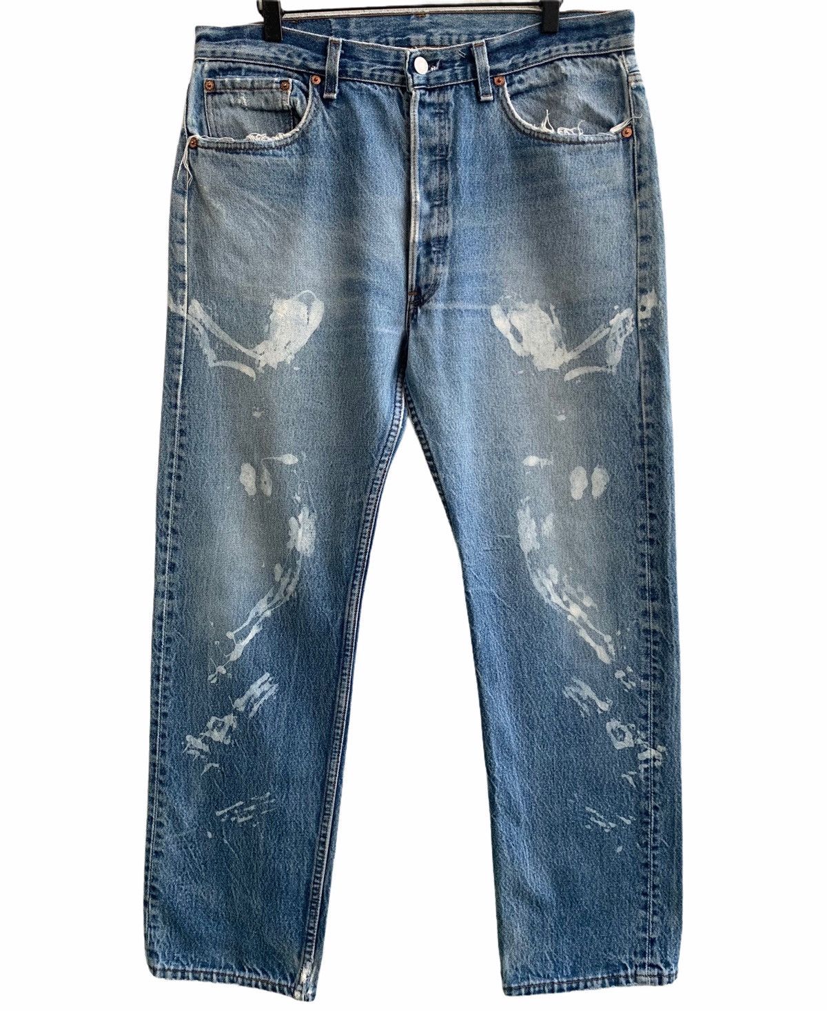 Levi's Vintage 90s Levis 501 Distressed Denim Painter Custom Size US 34 / EU 50 - 1 Thumbnail