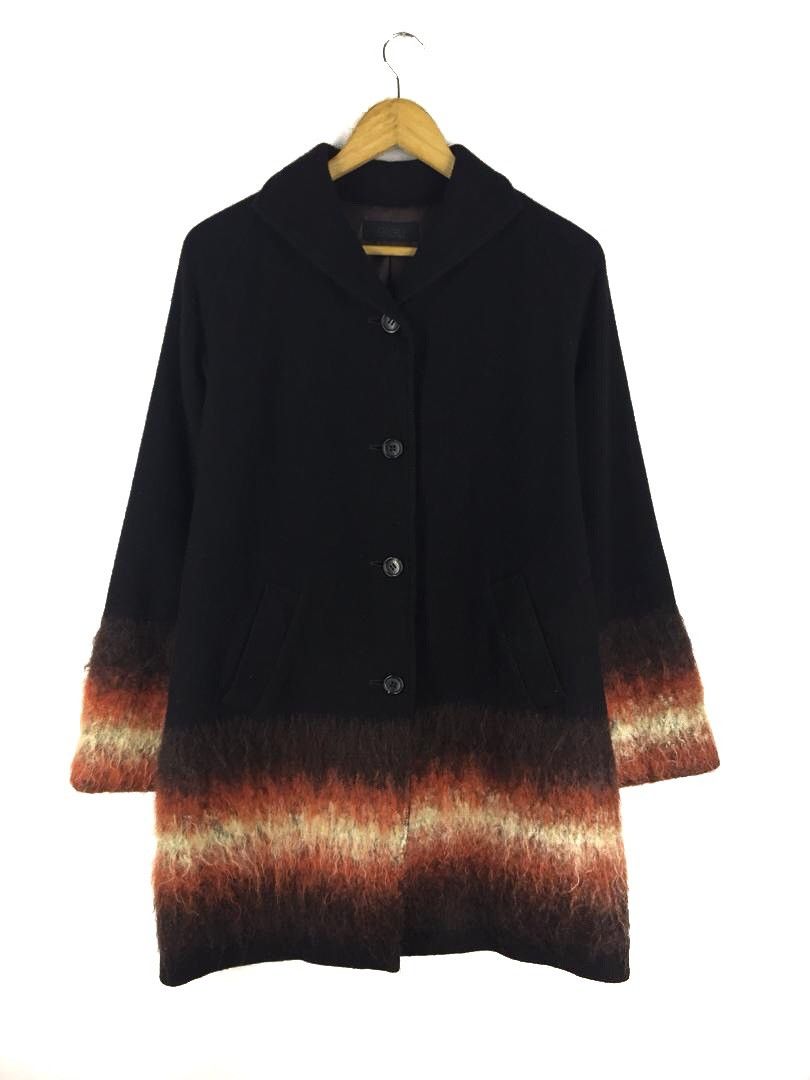 image of Romeo Gigli Gigli Mohair Long Coat / Overcoat in Black/Orange, Men's (Size Medium)