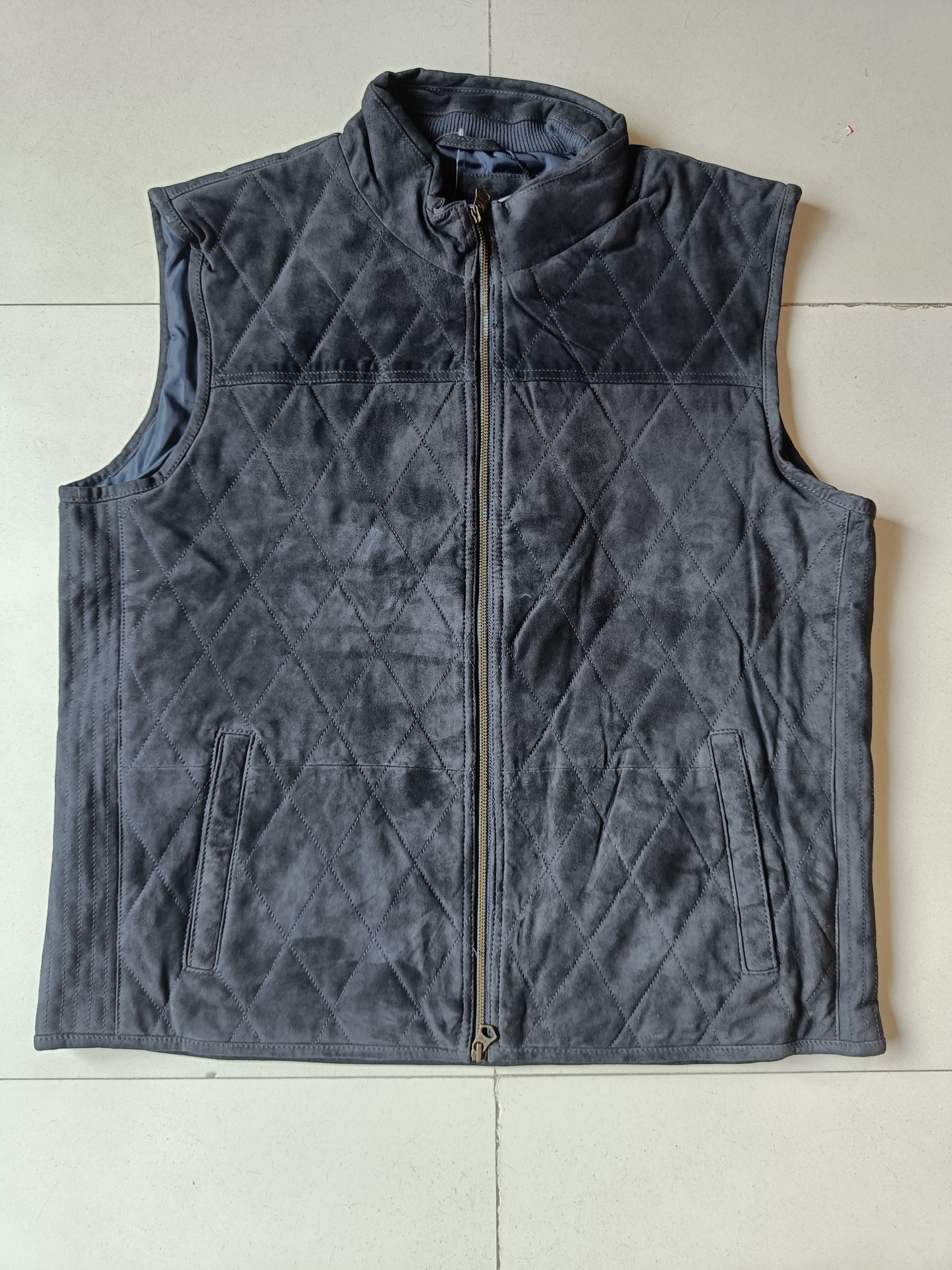 TOMMY HILFIGER SUEDE LEATHER QUILTED VEST COAT $499