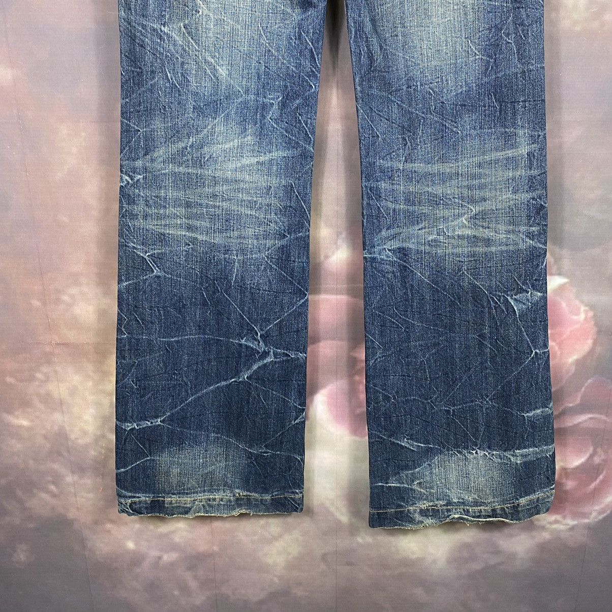 If Six Was Nine × Japanese Brand × Vintage Vintage Denim Honey Comb Spellout Bell Bottom Flare Jeans Size 31" - 7 Thumbnail