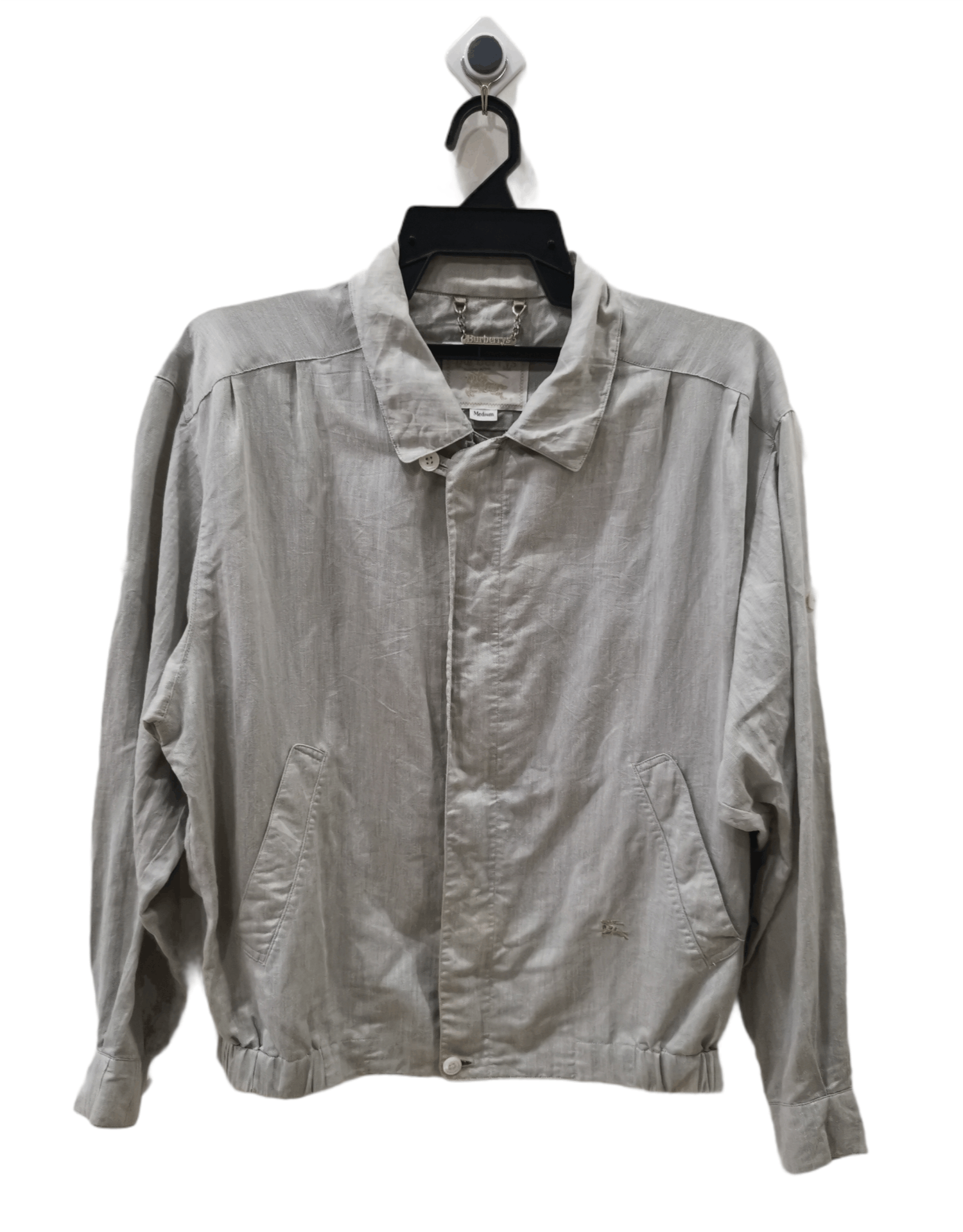 image of Burberry Light Zipper Jacket in Light Grey, Men's (Size Medium)