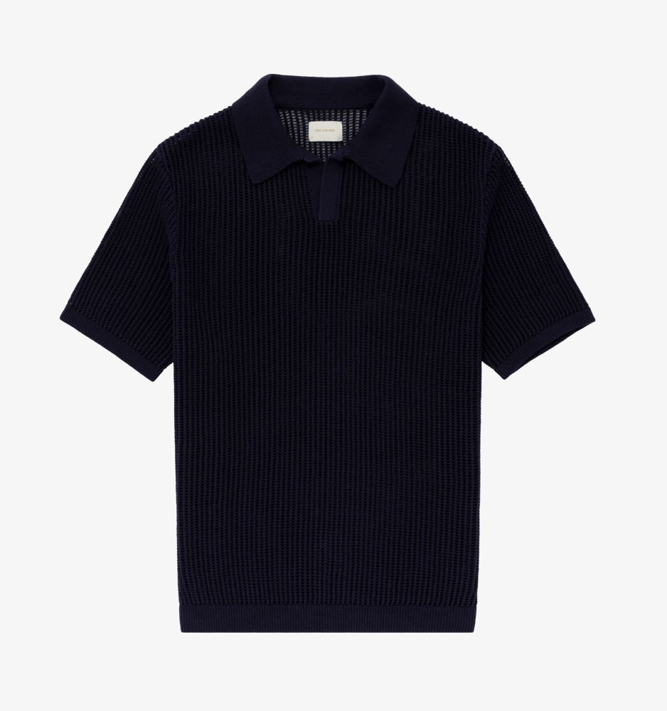 image of Aime Leon Dore Mesh Knit Polo - Navy, Men's (Size Large)