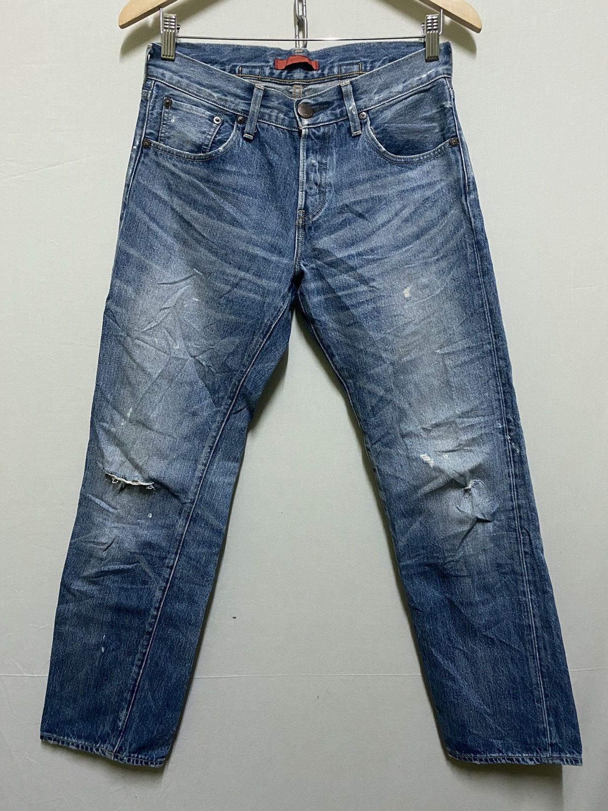 Japanese Brand Red Card Distressed Jeans Japan Size US 28 / EU 44 - 1 Thumbnail