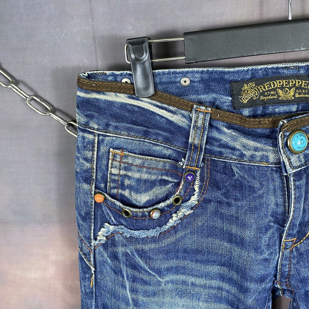 If Six Was Nine × Japanese Brand × Vintage Red Pepper Navite Embroidery Flare Denim Jeans Size 30" / US 8 / IT 44 - 7 Thumbnail