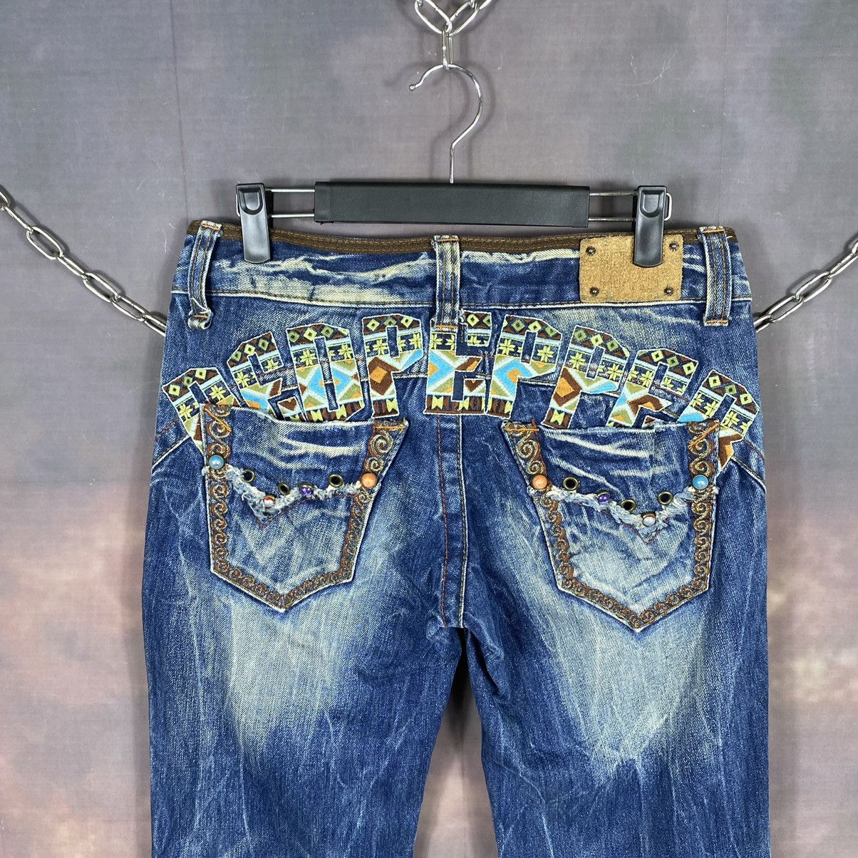 If Six Was Nine × Japanese Brand × Vintage Red Pepper Navite Embroidery Flare Denim Jeans Size 30" / US 8 / IT 44 - 8 Thumbnail