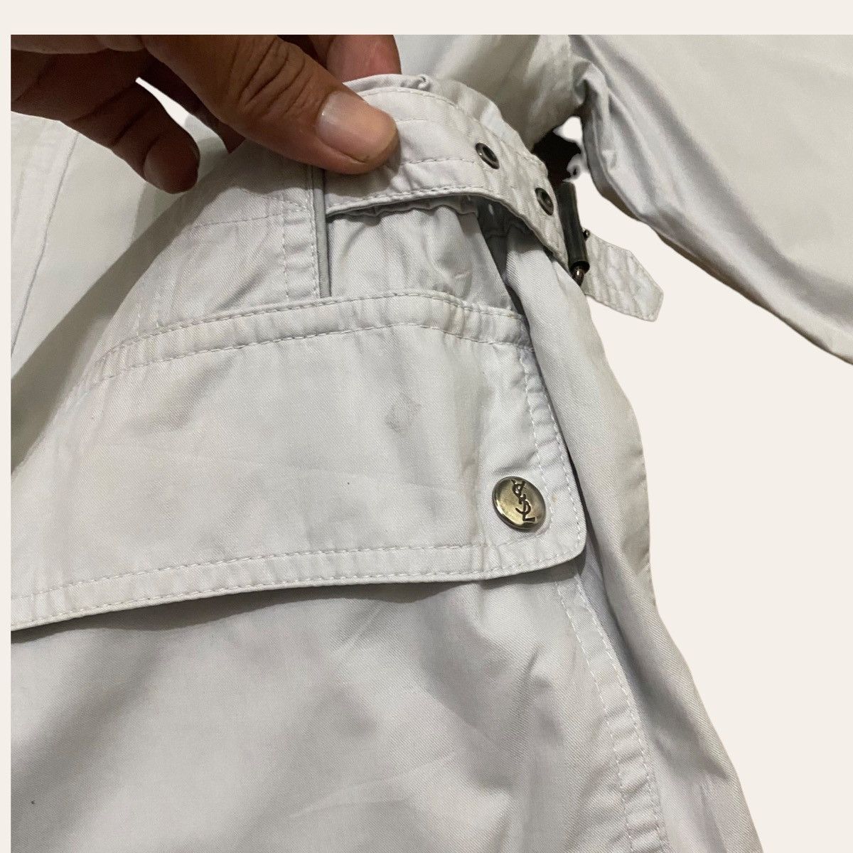 Yves Saint Laurent Vintage YSL Side Belt Button Up Light Layer Jacket Size US L / EU 52-54 / 3 - 9 Thumbnail