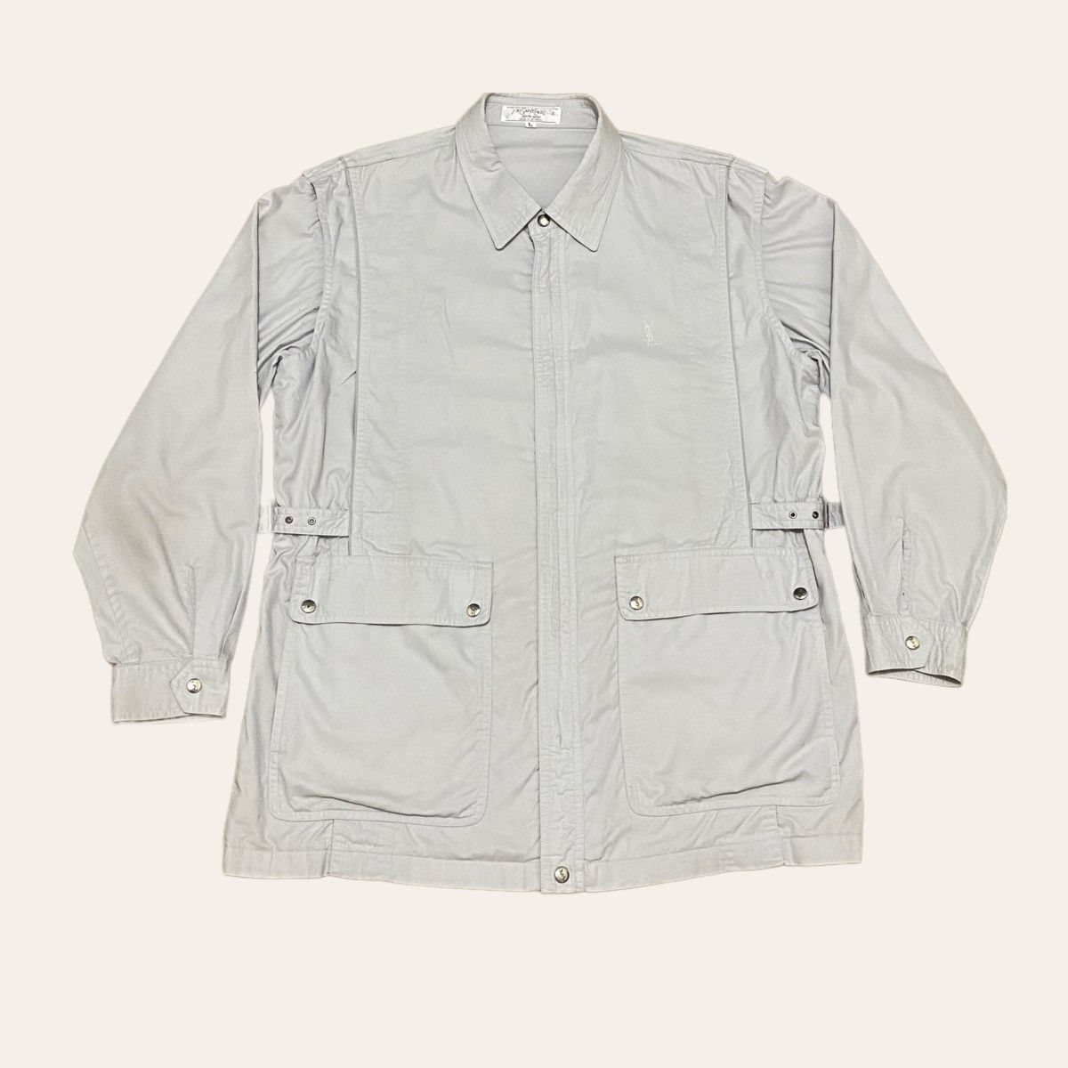Yves Saint Laurent Vintage YSL Side Belt Button Up Light Layer Jacket Size US L / EU 52-54 / 3 - 1 Thumbnail